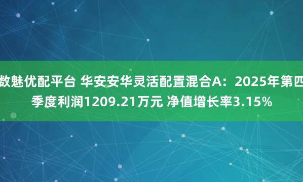 数魅优配平台 华安安华灵活配置混合A：2025年第四季度利润1209.21万元 净值增长率3.15%